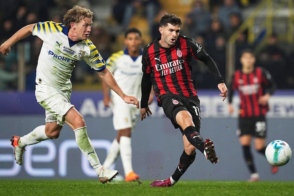 Italy soccer Serie A 2025-26 Parma Vs AC Milan-Christian Pulisic