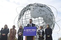 Zohran Mamdani’s Victory Signals Youth-Led Progressive Shift In New York Politics HEATHER KHALIFA : New York City mayor-elect Zohran Mamdani, center, speaks in front of the Unisphere alongside his transition team, from left, Elana Leopold, Melanie Hartzog, Maria Torres-Springer, Grace Bonilla, and Lina Khan, in the Queens borough of New York, Wednesday, Nov. 5, 2025