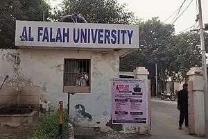 | Photo: PTI : A view from the site where 350 kg of RDX and an AK-47 rifle were recovered during an investigation, in Faridabad.