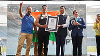 Rohtash Chaudhary Sets Guinness World Record For Most Push-Ups In One Hour At JLN Stadium Sports Authority of India (SAI) : Rohtash Chaudhary with Union Sports Minister Mansukh Mandaviya