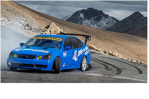 The car used by Sanam Sekhon for the Guinness World Record drift.