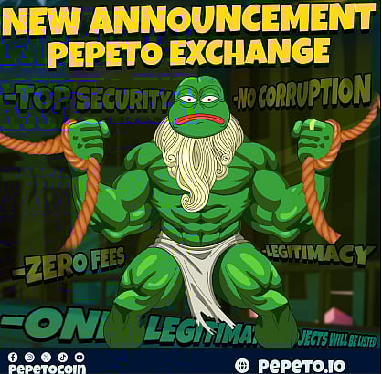 Muscular Pepe promoting Pepeto Exchange