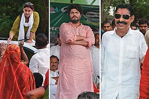 Photos: Sandipan Chatterjee, Ranjan Rahi : Dons and the Next Gen:
(From Left) Shivani Shukla, RJD candidate from Vaishali; Osama Shahab, RJD candidate from Siwan; Anant Singh from Mokama
