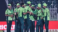 PAK Vs SL Live Score, 1st ODI: Haris Rauf Collects 4 Wickets; Nawaz-Naseem Combine To Add More Misery|SL 210/7 (37.5) (AP Photo/Anjum Naveed) : Pakistan's Babar Azam, center, celebrates with teammates after the dismissal of Sri Lanka's Sadeera Samarawickrama during the first one day international cricket match between Pakistan and Sri Lanka, in Rawalpindi, Pakistan, Tuesday, Nov. 11, 2025.