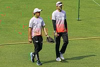 India Vs South Africa, 1st Test: IND Cricketers Sweat It Out At Eden Gardens | Photo: PTI/Swapan Mahapatra : India's captain Shubman Gill and head coach Gautam Gambhir during a training session ahead of the first Test match between India and South Africa, at Eden Gardens, in Kolkata. The match is scheduled to be held from November 14 to 18, 2025.