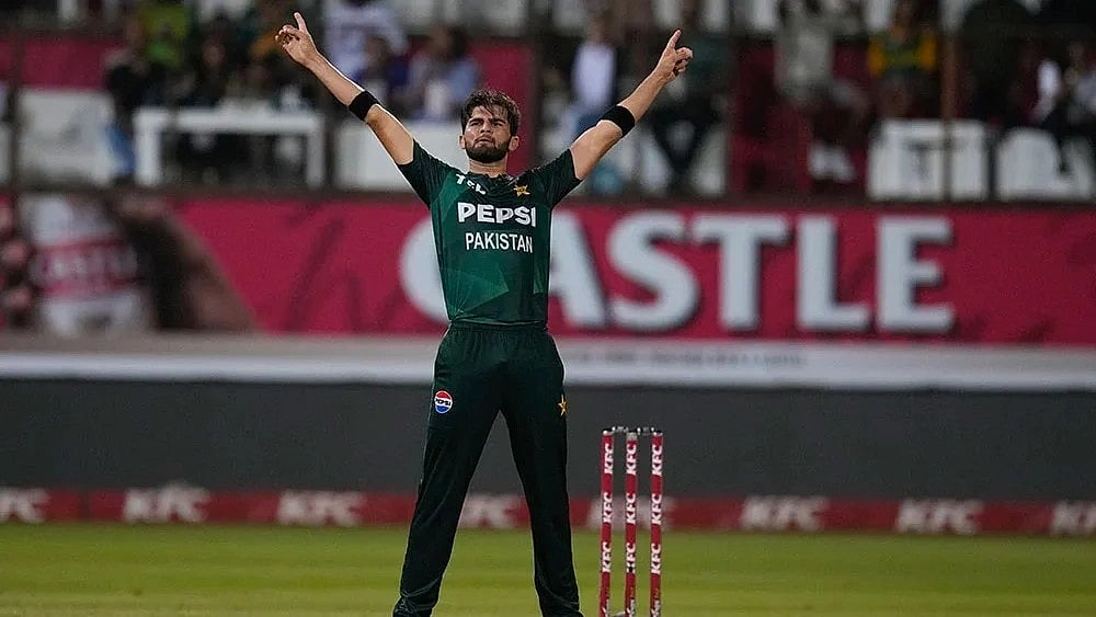 PAK vs SA: Pakistan pacer Shaheen Shah Afridi celebrates a wicket. - Photo: AP/Themba Hadebe