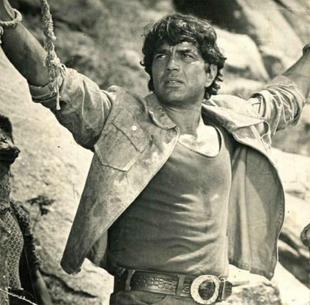 Bollywood actor Dharmendra in Sholay (1975)