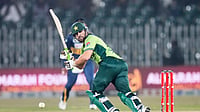 (AP Photo/Anjum Naveed) : Pakistan's Salman Ali Agha plays a shot during the first one day international cricket match between Pakistan and Sri Lanka, in Rawalpindi, Pakistan, Tuesday, Nov. 11, 2025.