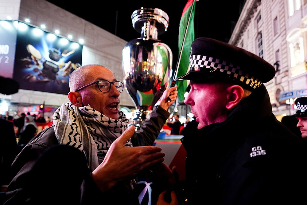 UEFA Unveils Euro 2028 Schedule-Euro Trophy-Pro palestine protester