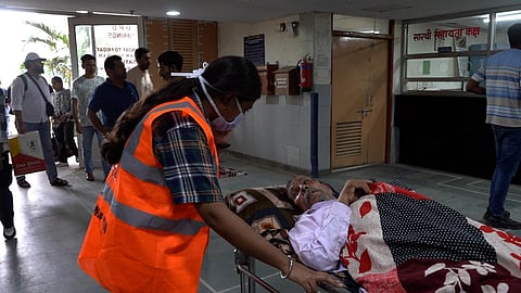 Students’ volunteers called Saarthis attending patients at PGIMER Chandigarh. 