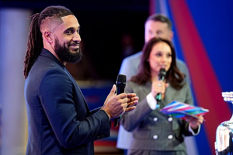 Ashley Williams attends the Euro 2028 launch at Below The Lights, Piccadilly Circus, London. Euro 2028 will take place in the UK and Republic of Ireland. 