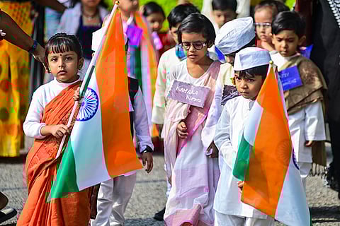 Students visit Anand Bhawan museum to pay tribute to India's first prime minister Jawaharlal Nehru on his birth anniversary, observed as Children's Day, in Prayagraj.