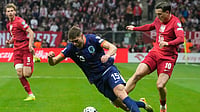 Poland Vs Netherlands Live Score, FIFA World Cup European Qualifiers: POL 1-0 NED; Kaminski Puts White-Reds Ahead Photo: AP : Poland Vs Netherlands Live Score, FIFA World Cup European Qualifiers: Piotr Zielinski, right, fouls Micky van de Ven in Warsaw.