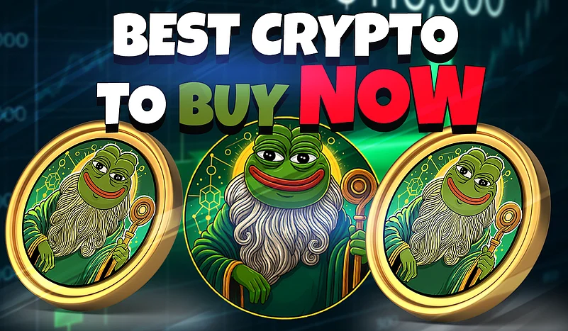 Best crypto to buy now text with Pepeto logos