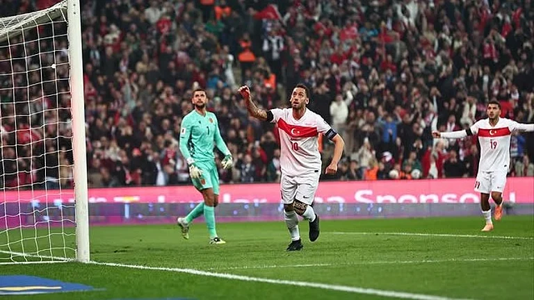 Turkiye's Hakan Calhanoglu celebrates his goal against Bulgaria in the FIFA World Cup European Qualifiers on November 15, 2025. - | Photo: Instagram/millitakimlar
