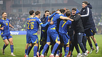 Bosnia-Herzegovina Vs Romania Highlights, FIFA World Cup Qualifiers: BIH 3-1 ROU; Hosts Earn Big Three Points Photo: AP : Bosnia-Herzegovina Vs Romania Highlights, FIFA World Cup Qualifiers: Haris Tabakovic, centre, celebrates with teammates after scoring his side's third goal.