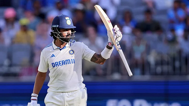 IND Vs AUS 1st Test, Day 2: India's KL Rahul celebrates his fifty runs - | Photo: AP/Trevor Collens