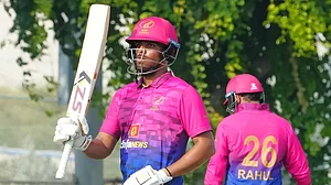 | Photo: X/EmiratesCricket : United Arab Emirates' Aryansh Sharma celebrates his half-century during the ICC Cricket World Cup League Two 2023-27 match against Nepal on October 30, 2025.