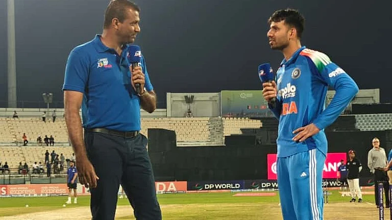 India A skipper Jitesh Sharma at the toss. - BCCI