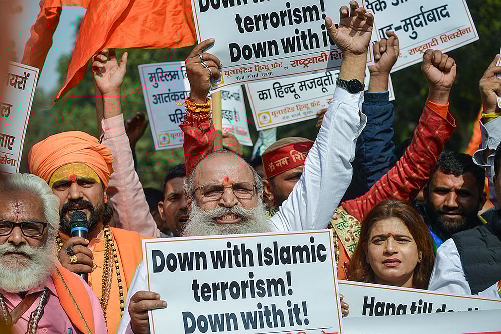 Red Fort blast: Protest by United Hindu Front in Delhi