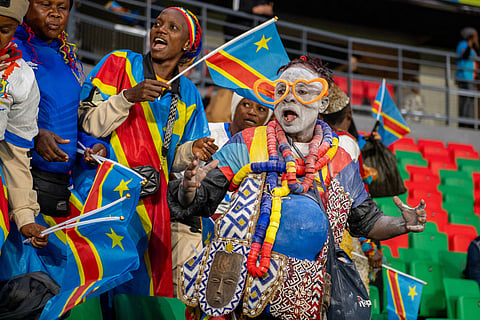 Supporters of Congo cheer their national team ahead of World Cup African qualifier soccer match against Nigeria, in Rabat, Morocco.