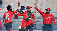 Asian Cricket Council : Bangladesh A players celebrate an Afghanistan A wicket during their Asia Cup Rising Stars match in Doha.