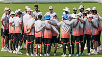 Photo: PTI/Swapan Mahapatra : Indian players during a training session ahead of the first Test cricket match between India and South Africa, at Eden Gardens in Kolkata.