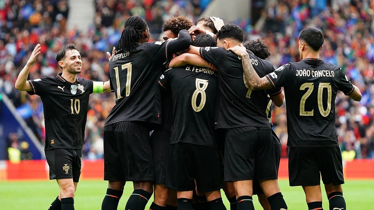 Portugal celebrate during their 9-1 win over Armenia - File Photo