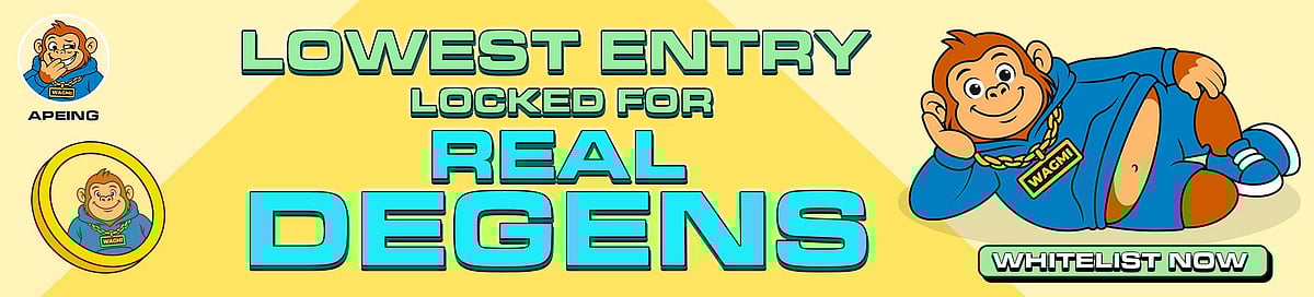 Apeing crypto project ad banner
