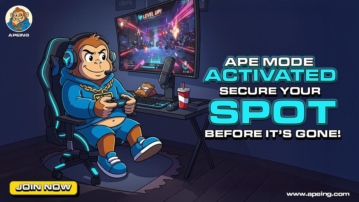 Apeing ad with a cartoon ape gamer