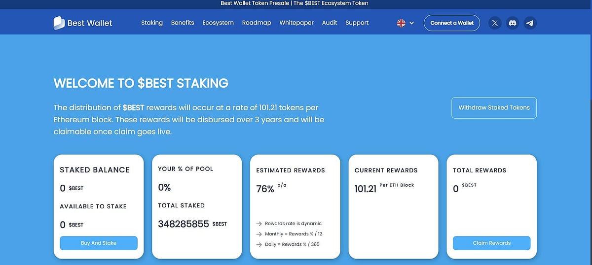 Best Wallet $BEST staking dashboard