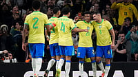 Brazil Vs Tunisia, International Friendly 2025: Preview, Live Streaming – All You Need To Know About BRA Vs TUN Game | Photo: John Walton/PA via AP : Brazil's Estevao, second right, celebrates scoring their side's first goal of the game during an international soccer match between Brazil and Senegal at the Emirates Stadium, London.