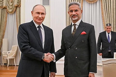 External Affairs Minister S. Jaishankar during a meeting with Russian President Vladimir Putin, in Moscow, Russia. 