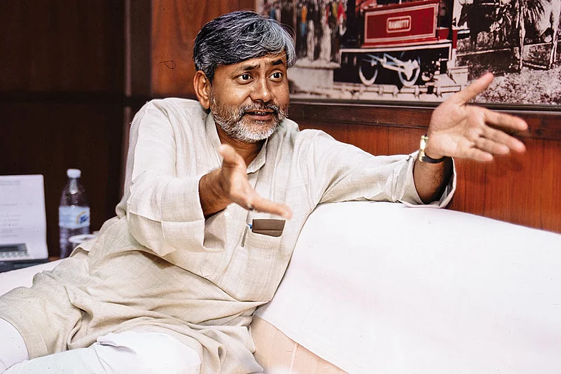 Nitish Kumar in his office in 1998