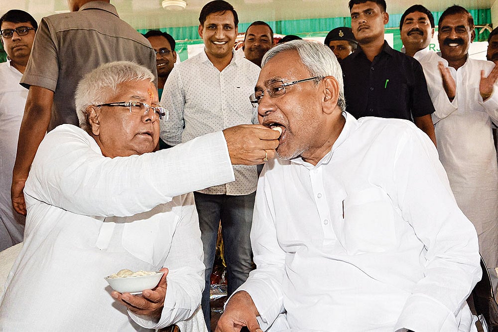Nitish at RJD chief Lalu Prasad Yadav’s 69th birthday celebration
