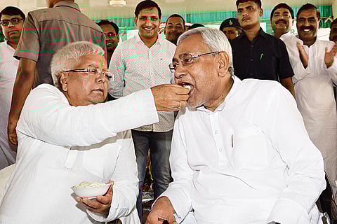 Nitish at RJD chief Lalu Prasad Yadav’s 69th birthday celebration
