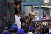 | Photo: PTI/Ravi Choudhary : Gangster Anmol Bishnoi, wanted in connection with the killing of NCP leader Baba Siddique, being brought to the Patiala House Court, after he was deported to India from the US, in New Delhi.