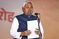 Amid Fanfare, Bihar Brings Back Nitish As CM As Ministers Also Take Oath | Photo: PTI : JD(U) supremo Nitish Kumar takes oath as the Chief Minister of Bihar during the swearing-in ceremony, at Gandhi Maidan in Patna. Nitish took the oath as CM for a record 10th time.