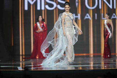 Miss Philippines Ahtisa Manalo competes during the final round of the 74th Miss Universe Beauty Pageant in Nonthaburi province, Thailand.