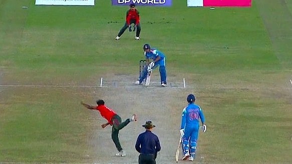 India A's Jitesh Sharma losing his wicket to Ripon Mondol during the ACC Asia Cup Rising Stars 2025 match against Bangladesh A on November 21, 2025. - | Photo: Screengrab