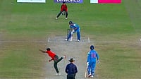 | Photo: Screengrab : India A's Jitesh Sharma losing his wicket to Ripon Mondol during the ACC Asia Cup Rising Stars 2025 match against Bangladesh A on November 21, 2025.