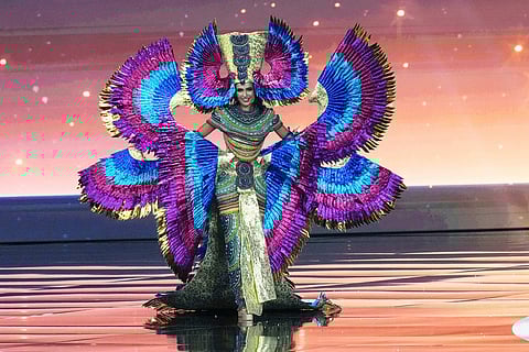 Miss Egypt Sabrina Maged competes in the national costume competition at the Miss Universe Beauty Pageant in Nonthaburi province, Thailand.