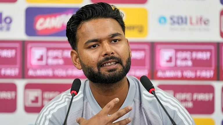 India stand-in captain Rishabh Pant addresses the media ahead of the second Test against South Africa in Guwahati. - AP