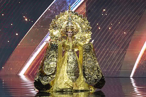 Miss India Manika Vishwakarma competes in the national costume competition at the Miss Universe Beauty Pageant in Nonthaburi province, Thailand.