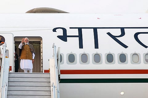 Prime Minister Narendra Modi emplanes for South Africa to attend the G20 Summit. 