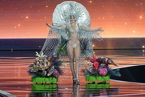 Miss Venezuela Stephany Abasali competes in the national costume competition at the Miss Universe Beauty Pageant in Nonthaburi province, Thailand.