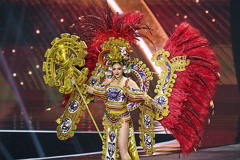 Miss Panama Mirna Caballini competes in the national costume competition at the Miss Universe Beauty Pageant in Nonthaburi province, Thailand.