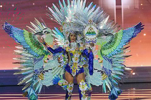 Miss Nicaragua Itza Castillo competes in the national costume competition at the Miss Universe Beauty Pageant in Nonthaburi province, Thailand.