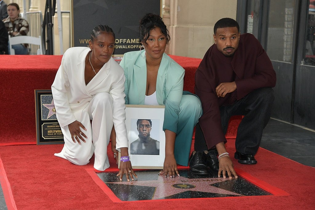 Letitia Wright, Taylor Simone-Boseman and Michael B. Jordan