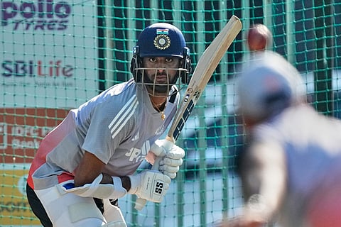 India's Washington Sundar bats at net during a practice session ahead of the second test match between India and South Africa in Guwahati.